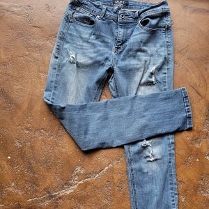 Grace In LA Classic Blue Distressed Skinny Jeans